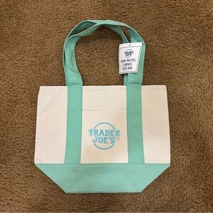 Trader Joe’s Mint Green and Cream Canvas Mini Tote Bag